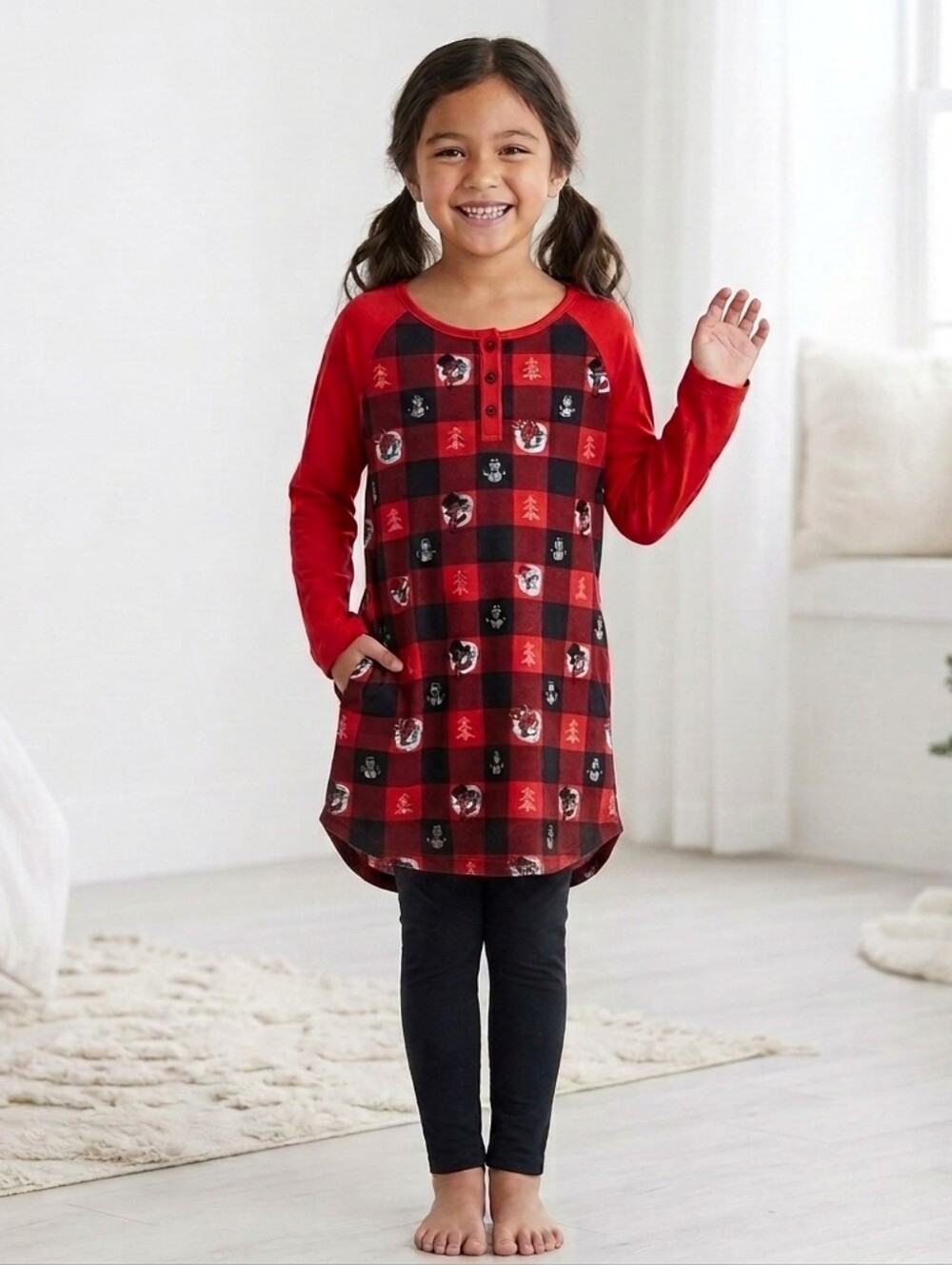 🔥Buc-ees Girl’s Christmas Holiday Long Sleeve Pajama Nightgown Size Large C2